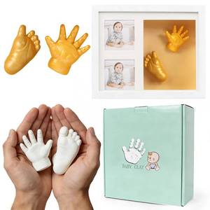 lot 19620 image: AACGIN Baby Casting Kit Hand and Foot and Baby Picture Frame, 3D Three Grid Newborn Keepsake Personalized Photo Frame, Casting Foot Mold Kit for New Mom Gifts First Birthday