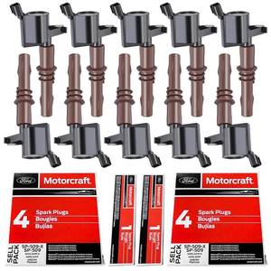 lot 19622 image: MAS Set of 10 Performance Ignition Coils Pack and OEM Motorcraft Spark Plugs SP509 Compatible with Ford F250 F350 F450 F550 Super Duty F650 F750 F53 F59 6.8L V10 Replacement for 8L3Z-12029-A C1659 DG521