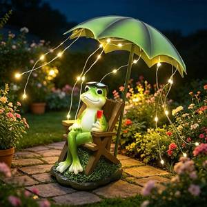 lot 19625 image: ASDFG Solar Frog Outdoor Garden Statues Yard Decor - Solar Lantern LED Red Wine Frogs Umbrella Figurine with Lights Waterproof, Animal Statue Decoration Ornaments for PatioLawn BalconyBackyardHome