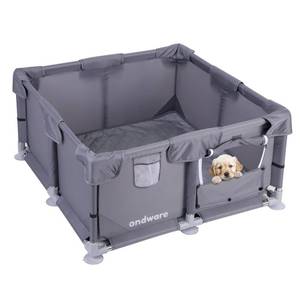 lot 19628 image: Puppy PlayPen, 28x28x15 in Dog Play Pen Indoors,Small Animals Playpen with Gate for ChickKittenPuppyGuinea PigRabbitsHamsterChinchillas
