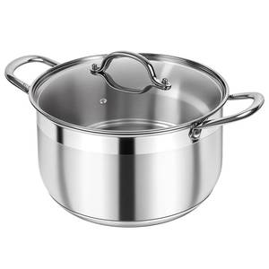 lot 19630 image: Kirecoo Stainless Steel Stock Pot - 5 Quart Heavy Duty Induction Cooking Pot with Visible Lid for Pasta, Soup, Spaghetti, Nonstick Thick Bottom Big Stockpot, Deep Cookware for Canning, Boiling, Simmer