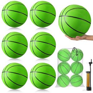 lot 19638 image: Leyndo 6 Pcs Basketballs Bulk Size 7, Rubber Basketballs for Teens 29.5ftft Basketball Outdoor Indoor Adult Youth Official Basket Ball with Pump Set for Basketball Training(Green)