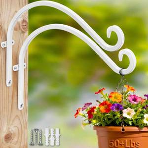 lot 20132 image: AJART White Plant Hanger Outdoor 12-Inch Plant Hooks for Wall Indoor - Metal Plant Bracket Hook for Hanging Flower Baskets