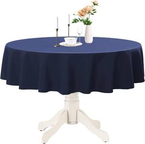 lot 20133 image: Romanstile Round Waterproof Tablecloth, Stain Resistant Washable Table Cloths Wrinkle Free Polyester Table Covers for Kitchen Dining Party Wedding Indoor and Outdoor - Navy Blue, 48 Inch