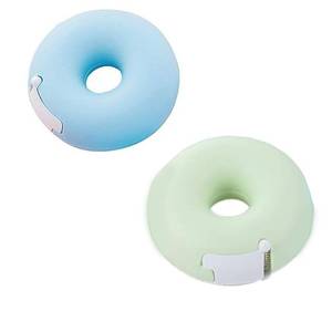 lot 20134 image: 2 Pieces Tape Dispenser, Donut Shape Candy Color Tape Dispensers Donut Invisible Tape Cutter Tape Organizer Portable Roll Tape Holder for Office or School Supply(Blue, Green)