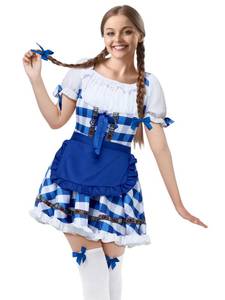 lot 20245 image: SOMSOC Womenfts Oktoberfest Costume German Bavarian Costume Outfit Dirndl Dress Bow Hair Ties for Oktoberfest Halloween Party XXL