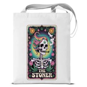 lot 20259 image: KSFFWQIN Funny Skull Tarot Card Tote Bag for Women Sarcastic Aesthetic Reusable Grocery Shoulder Bag for Shopping Work Goth Totes Witchy Gifts for Women