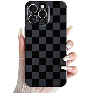 lot 20262 image: Skyseaco Compatible with iPhone 13 Pro Case Cute Checkerboard Checkered Pattern Design Soft Slim TPU Phone Case Shockproof Full Camera Protection for Women Girls - Green