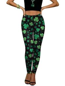 lot 20274 image: St. Patrickfts Day Leggings for Women Shamrock Clover High Waisted Stretchy Yoga Pants Green Lucky Tights (Clover04,S)