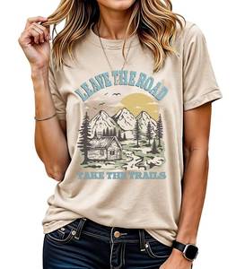 lot 20302 image: Womenfts Graphic T-Shirt Dandelion Graphic Tees Nature Hiking Adventure Outdoor Summer Short Sleeves Casual Tees Tops (Risk05-Apricot-XL)