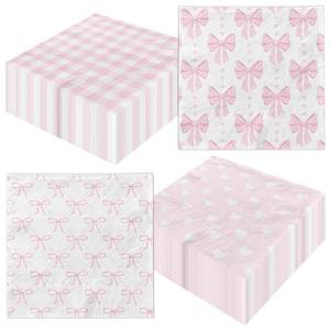 lot 20305 image: Pink Bow Decorations Napkins,40pcs Bow Paper Napkins Disposable Pink Bow Napkins for Girls Coquette Birthday Bow Party Baby Shower Supplies