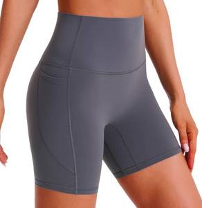 lot 20310 image: BONSHAPE High Waisted Biker Shorts for Women � Workout Shorts with Pockets, Squat Proof, Tummy Control, 4-Way Stretch Grey Large