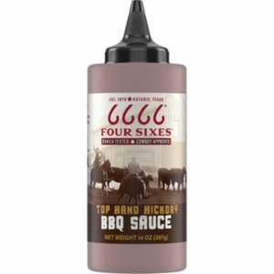 lot 20319 image: Four Sixes Ranch Top Hand Hickory BBQ Sauce  14 oz Bottle