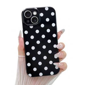 lot 20346 image: Skyseaco Compatible with iPhone 15 Case Cute Polka Dot Phone Case Soft Slim TPU Shockproof Phone Cover Full Camera Protection for Women Girls - Hot Pink