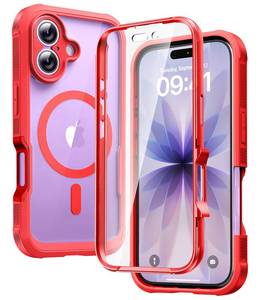 lot 20364 image: Diaclara Magnetic Designed for iPhone 17 Case 6.3ftft Full Body Bumper,Compatible with MagSafe Military Drop Proof Phone Case with Built-in Screen Protector,Easy Install,No Gap,Red
