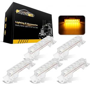 lot 20365 image: Partsam 5PCS Clear Lens 6LED Amber Cab Light Truck Trailer Top Cab Marker Roof Running Light Waterproof Reflective Lights Assembly Compatible with 2004 VN2003-2020 VNL Trucks
