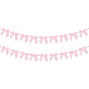 lot 20366 image: RICHHHA 2 Strings of 18pcs Pink Bow Garlands Banner Decoration,Pre-Strung Satin Ribbon for Girl Birthday Anniversary BridalBaby Shower Wedding Bachelorette Party Graduation Party Supplies