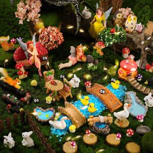 lot 20371 image: HIYZI 109 Pcs Fairy Garden Accessories Fairy Garden Kit Miniature Fairy Figurines Accessories Fairy Animals Decor Outdoor for DIY Dollhouse