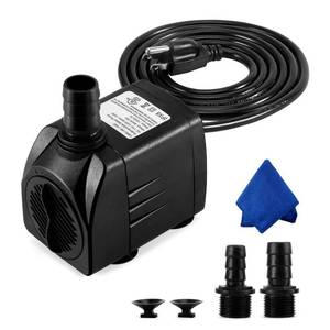 lot 20375 image: CWKJ Fountain Pump, 400GPH Submersible , Durable 25W Outdoor Water Pump with 6.5ft Power Cord, 3 Nozzles for Aquarium, Pond, Fish Tank, Water Pump Hydroponics, Backyard Fountain