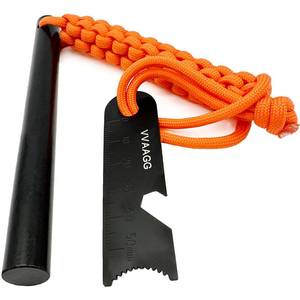 lot 20387 image: VVAAGG 4 Inch Large Ferro Rod Fire Starter,Easter Basket Stuffer Survival Flint Fire Starter Kit with Orange Paracord Lanyard Handle and Striker (Orange)