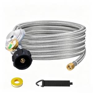 lot 20392 image: BeeGo 4ft Propane Regulator Hose with Propane Tank Gauge, Grill Regulator Replacement Parts, Universal QCC1 Hose and Regulator for Most LP Gas Grill, Heater and Fire Pit Table, 38in Female Flare Nut