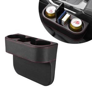 lot 20396 image: DXNQ Car Cup Holder Gap Filler Organizer, Multifunctional Auto Front Console Gap Filler with Cup Holder, Leather Extra Cup Holder Storage Box for Car Truck SUV, Car Accessories (Black)