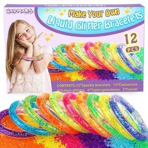 lot 20407 image: HAPMARS Make Your Own Glitter Bracelets Craft Kit for Girls,Creative Friendship Bracelet Making Kits,DIY Jewelry-Making Set with Gemstones, Glitter and Tubes, Fun Craft Activity Birthday Gifts for Kids