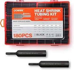 lot 2284 image: Dowire Heat Shrink Tubing Kit 180 Pieces Black Polyolefin