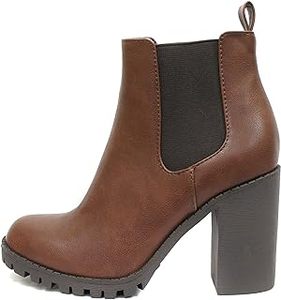lot 11889 image: SODA Brown Chelsea-Style Ankle Boot with Elastic Side Panel and Chunky Sole Size 7.5 (Slightly Used)