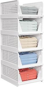 lot 13339 image: Stackable Storage Baskets with Dividers 6-Piece Set White