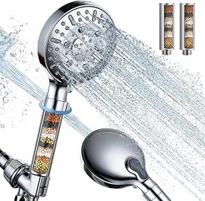 lot 14277 image: CWPW Filtered Shower Head with Handheld High Pressure 9-Spray