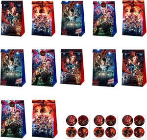 lot 14365 image: H.ebony 12pcs Stranger 5 Birthday Party Gift Bags, Movie Theme Goodie Bags, Birthday Party Favor Bags for Boys and Girls Party Decorations Supplies
