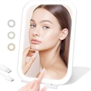 lot 18160 image: (Cracked, See Photo) Treasa Travel Makeup Mirror with Light