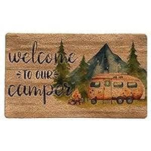 lot 19522 image: Welcome to Our Campsite Printed Door Mat (29.5inx17.5 Inches)