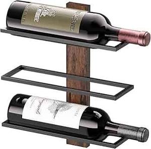 lot 19540 image: Wall Mount Wine Rack Hand Forged Metal Bottle Holder 3-Bottle A004VMW3IB