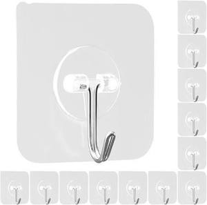 lot 20265 image: Kimono Art Adhesive Hooks for Hanging Heavy Duty Transparent Waterproof Towel Coat Hooks, Damage-Free Wall Hook for Keys, Bathroom, Kitchen, Office, 12Packs