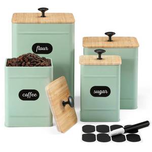 lot 1489 image: PERFNIQUE Kitchen Canisters, Airtight Canister Sets of 4 for Kitchen Counter, Sage Green Kitchen Accessories, Coffee Tea Sugar Flour Spice Tin Jars Food Storage (Sage Green)