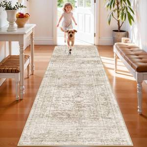 lot 1498 image: Washable Hallway Runner Rug 3x8 8ft Runners for Kitchen Entry Non Slip Soft Low Pile Thin Carpet for Living Room Bedroom Bathroom Dining Room Foyer (BeigeIvory, 3X8)