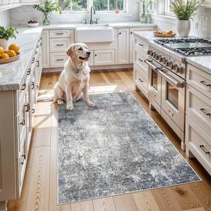 lot 1508 image: 3x4 Washable Entryway Rug �� Non-Slip Modern Abstract Small Area Rug for Kitchen, Bedroom, Bathroom �� Soft Low-Pile Thin Indoor Door Mat ��Blue Grey,3x4��
