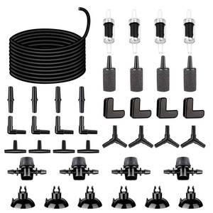 lot 2004 image: AquariumBasics 26.6 Feet Black Aquarium Soft Airline Tubing Hose Standard with 4 Air Stones,4 air Value Controller,4 Check Valves, 6 Suction Cups and 16 in Total for I,L,T,Y Shape Connectors