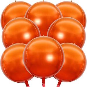 lot 2006 image: 8 Pcs Orange Metallic Balloons, 22 Inch Large 4D Round Chrome Foil Mylar Big Balloons for Birthday Party Decorations Baby Shower Engagement Graduation Halloween Autumn Fall Orange Party Supplies