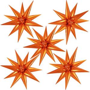 lot 2008 image: TOTAFAM 60 Pcs Star Balloons Explosion 12 Point Foil Cone Balloons Magic Balloon Large for Wedding Anniversary Backdrop Birthday Party Decorations Orange