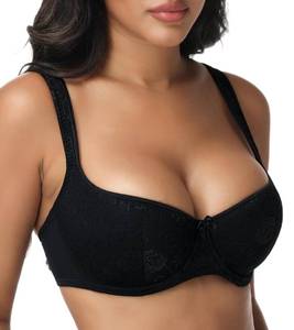 lot 2017 image: Arm Ma Demi Balcony Bra Underwire 12 Half Cotton Cup for Women(Black,36DD)