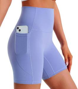 lot 2019 image: BONSHAPE High Waisted Biker Shorts for Women �� Workout Shorts with Pockets, Squat Proof, Tummy Control, 4-Way Stretch Lavender M