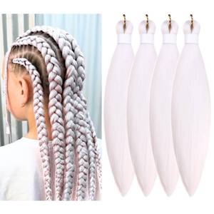 lot 2033 image: White Kids Braiding Hair Pre Stretched Hypoallergenic Prestretched Short Braiding Hair Extensions Synthetic Non Toxic Knotless Ez Braid Festival Braids for Kids