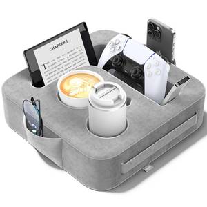 lot 2037 image: Heyife Couch Cup Holder Pillow, Sofa and Bed Caddy for iPad, Kindle, Switch, Game Controller, Remotes, Phones, Small-Sized Cup & Drink Holder for Couch, Bed, Desk, Car, Beach, Bathroom Cup Holder