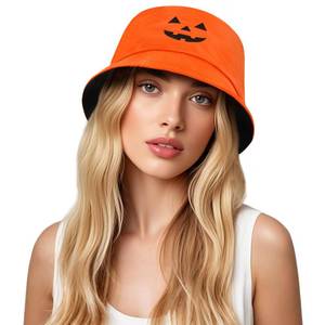 lot 2043 image: DOCILA Orange Pumpkin Bucket Hat Reversible Women Men Fun Halloween Costume Fisherman Hats Foldable Sun Shade Caps, Autumn Gifts