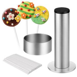 lot 2051 image: Stainless Steel Cake Pop Mold Set with Pusher - Durable Cake Pop Cutter Kit for Perfect Round Treats  Reusable Baking Tools for Home, Birthdays, Weddings  Professional Dessert Molds (CutterPusher)