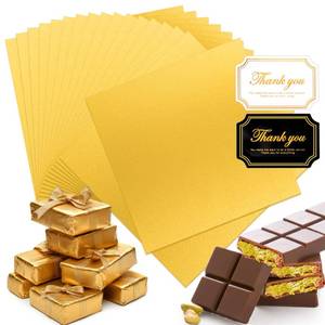lot 2054 image: Palksky Large Dubai Chocolate Bar Pistachio Wrappers Packaging with Stickers, 100Pcs 10 Inch Chocolate Bar Gold Aluminum Foil Wrapper