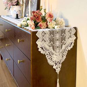 lot 2069 image: Lace Table Runner Exquisite Embroidery Floral,UWWGKK Table Runners with Tassel Retro French Country Style,for Wedding Decor,Afternoon Tea,Bed Runner,Piano Top Cover,13x48 Inch
